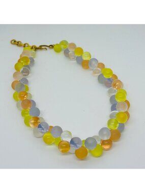 Monet Wisteria Bubble Bead Choker Necklace Gold Tone Lucite Pastel 1970s Vintage